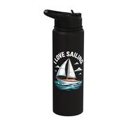 I Love Sailing Nautical Boat Clouds Stainless Steel Insulated Water Bottle