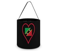 I Love Saint Kitts Red Heart Halloween Tricking Or Treating Bucket Bags Reusable Candy Basket Tote Pumpkin Party Favor Bag
