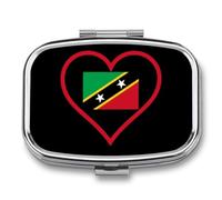 I Love Saint Kitts Red Heart Travel Pill Organizer with Mirror