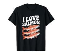I Love Salmon Enthusiast Design Value Graphic T-Shirt, Men, Black, S
