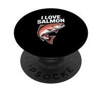 I Love Salmon Enthusiast Fishing Passion PopSockets Adhesive PopGrip