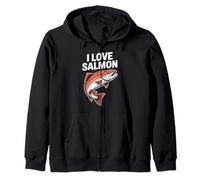 I Love Salmon Enthusiast Fishing Passion Zip Hoodie