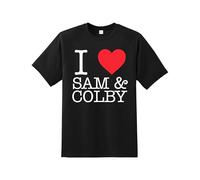 I Love Sam and Colby Merch Love T-Shirt Quality Printed Unisex Men's T-Shirt |ColbyBrock Cosplay Boys tee Regular Fit Short Sleeve 100% Cotton top for Fans UK Men/Women/Kids Black