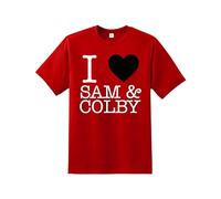 I Love Sam and Colby Merch Love T-Shirt Quality Printed Unisex Men's T-Shirt |ColbyBrock Cosplay Boys tee Regular Fit Short Sleeve 100% Cotton top for Fans UK Men/Women/Kids Red