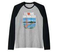 I Love San Francisco Golden Gate Bridge Raglan Baseball Tee