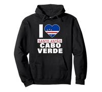 I Love Santo Antão Cabo Verde with Cape Verde Flag Heart Pullover Hoodie