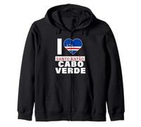 I Love Santo Antão Cabo Verde with Cape Verde Flag Heart Zip Hoodie