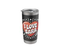 I Love Sara Heart Music Notes Design Stainless Steel Insulated Tumbler