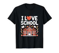 I Love School Apple Pencil Books Education Value Graphic T-Shirt, Men, Black, S