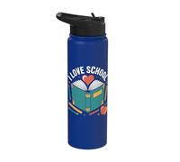 I Love School Book Enthusiast Heart Learning Stainless Steel Insulated Water Bottle