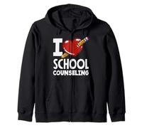 I Love School Counseling Heart Pencil Design Zip Hoodie
