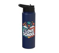 I Love School Pencil Apple Book Hearts Stainless Steel Insulated Water Bottle