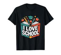 I Love School Pencil Apple Book Hearts Value Graphic T-Shirt