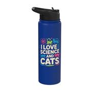 I Love Science and Cats Cute Design Stainless Steel Insulated Water Bottle