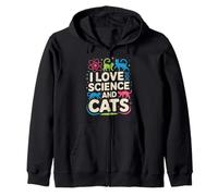 I Love Science And Cats Cute Design Zip Hoodie