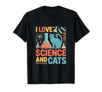 I Love Science and Cats Enthusiastic Expression Value Graphic T-Shirt