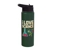 I Love Science Beaker Atom DNA Nerd Stainless Steel Insulated Water Bottle