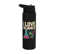 I Love Science Beaker Atom DNA Nerd Stainless Steel Insulated Water Bottle