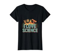 I Love Science Chemistry Astronomy Value Graphic T-Shirt, Women, Black, XS