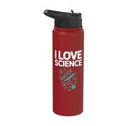 I Love Science DNA Atoms Telescope Design Stainless Steel Insulated Water Bottle