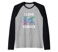 I Love Science DNA Telescope Atom Raglan Baseball Tee