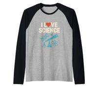I Love Science DNA Telescope Chemistry Physics Raglan Baseball Tee
