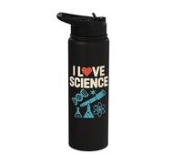 I Love Science DNA Telescope Chemistry Physics Stainless Steel Insulated Water Bottle