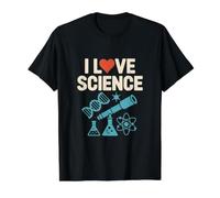 I Love Science DNA Telescope Chemistry Physics Value Graphic T-Shirt, Men, Black, XL