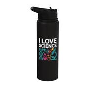 I Love Science Microscope DNA Atom Chemistry Stainless Steel Insulated Water Bottle