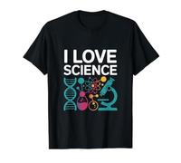 I Love Science Microscope DNA Atom Chemistry Value Graphic T-Shirt, Men, Black, S