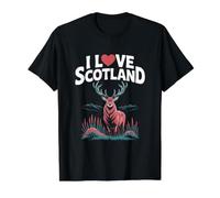 I Love Scotland Stag Mountains Value Graphic T-Shirt, Men, Black, S