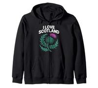 I Love Scotland Thistle Art Zip Hoodie