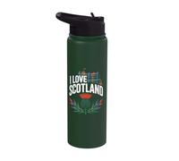 I Love Scotland Thistle Tartan Castle Stainless Steel Insulated Water Bottle
