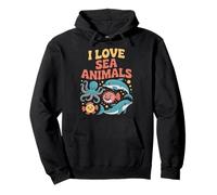 I Love Sea Animals Cute Ocean Creatures Pullover Hoodie