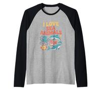 I Love Sea Animals Cute Ocean Creatures Raglan Baseball Tee