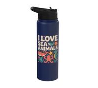 I Love Sea Animals Cute Ocean Creatures Stainless Steel Insulated Water Bottle