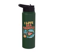 I Love Sea Animals Cute Ocean Creatures Stainless Steel Insulated Water Bottle