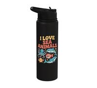 I Love Sea Animals Cute Ocean Creatures Stainless Steel Insulated Water Bottle