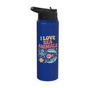 I Love Sea Animals Cute Ocean Creatures Stainless Steel Insulated Water Bottle