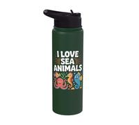 I Love Sea Animals Cute Ocean Creatures Stainless Steel Insulated Water Bottle