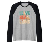 I Love Sea Lions Marine Life Fans Raglan Baseball Tee