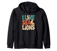 I Love Sea Lions Marine Life Fans Zip Hoodie