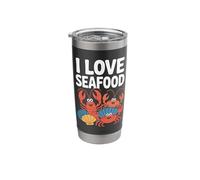 I Love Seafood Cute Crabs Shellfish Fun Stainless Steel Insulated Tumbler