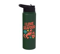 I Love Seafood Lobster Clam Shell Stainless Steel Insulated Water Bottle