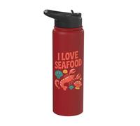 I Love Seafood Lobster Clam Shell Stainless Steel Insulated Water Bottle
