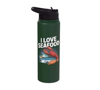 I Love Seafood Lobster Fish Design Stainless Steel Insulated Water Bottle