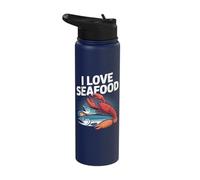 I Love Seafood Lobster Fish Design Stainless Steel Insulated Water Bottle