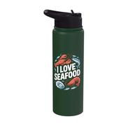I Love Seafood Lobster Shrimp Oyster Fish Stainless Steel Insulated Water Bottle