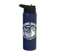 I Love Seals Cute Marine Life Fun Stainless Steel Insulated Water Bottle