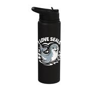 I Love Seals Cute Marine Life Fun Stainless Steel Insulated Water Bottle